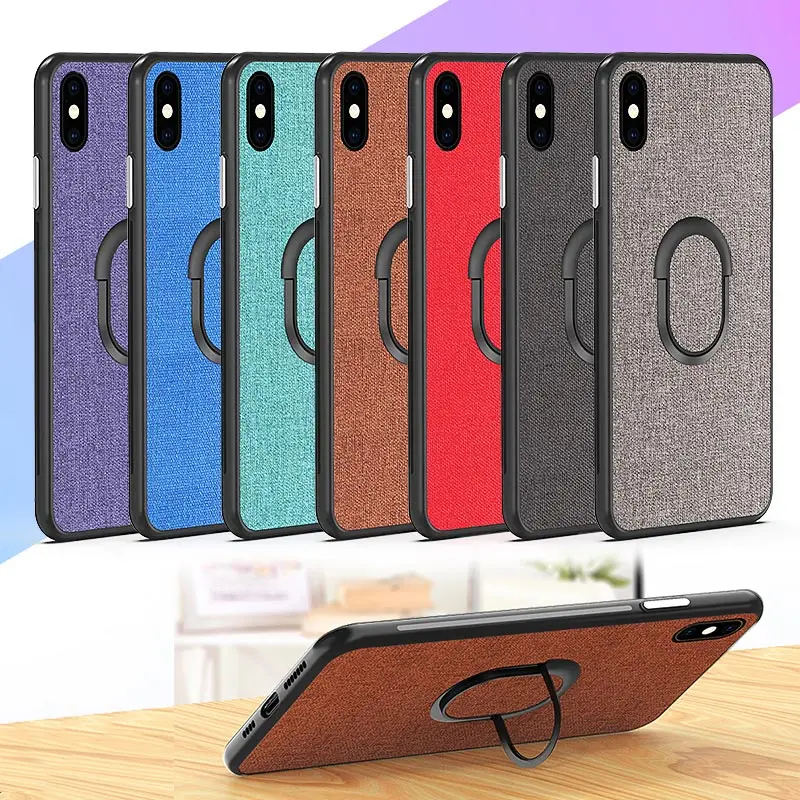

SoCouple Phone holder Case For iphone X case For iphone 7 8 6 6s plus Xs max XR Plain Color Cloth Texture Ring Grip Cover Coque
