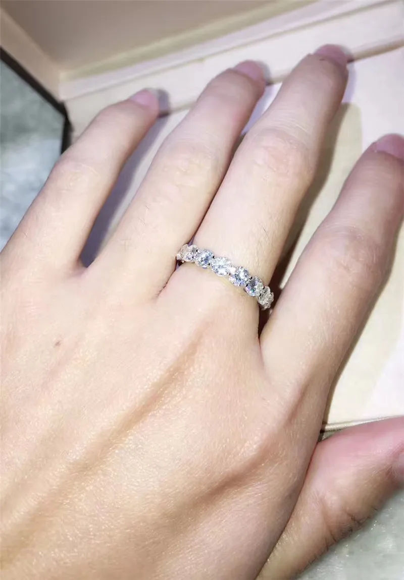 choucong Eternity Wedding Band Ring 925 sterling Silver 4mm AAAAA Sona cz Stone Engagement Rings For Women Finger Jewelry