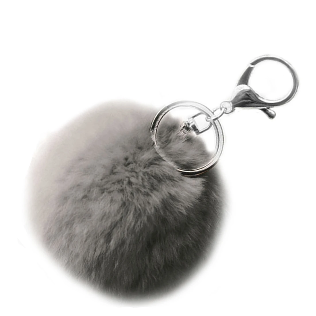 Многоцветные оригинальные кроличий мех помпон брелок кольцо для сумки телефон серый