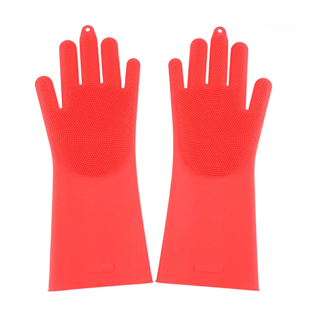 Волшебные силиконовые резиновые перчатки для мытья посуды скруббер многофункциональные чистящие перчатки - Цвет: 2