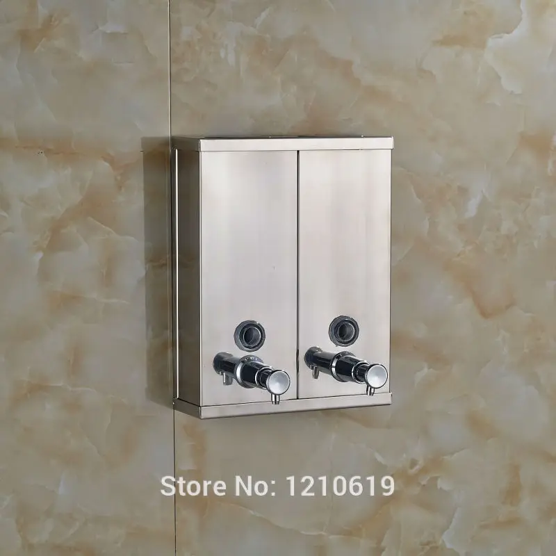 

Newly Stainless Steel Soap Container 500ml*2 Chrome Manual Liquid Sopa Lotion Dispenser Shampoo Box Holder