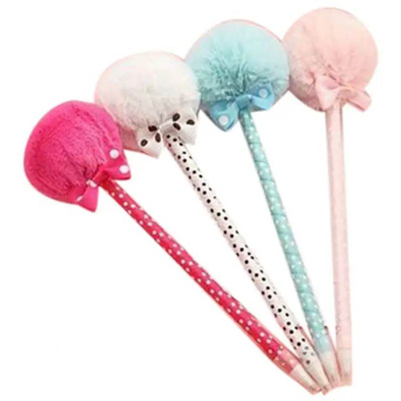 

Liroyal 4pc Cute plush lollipop with bowknot pen,random color