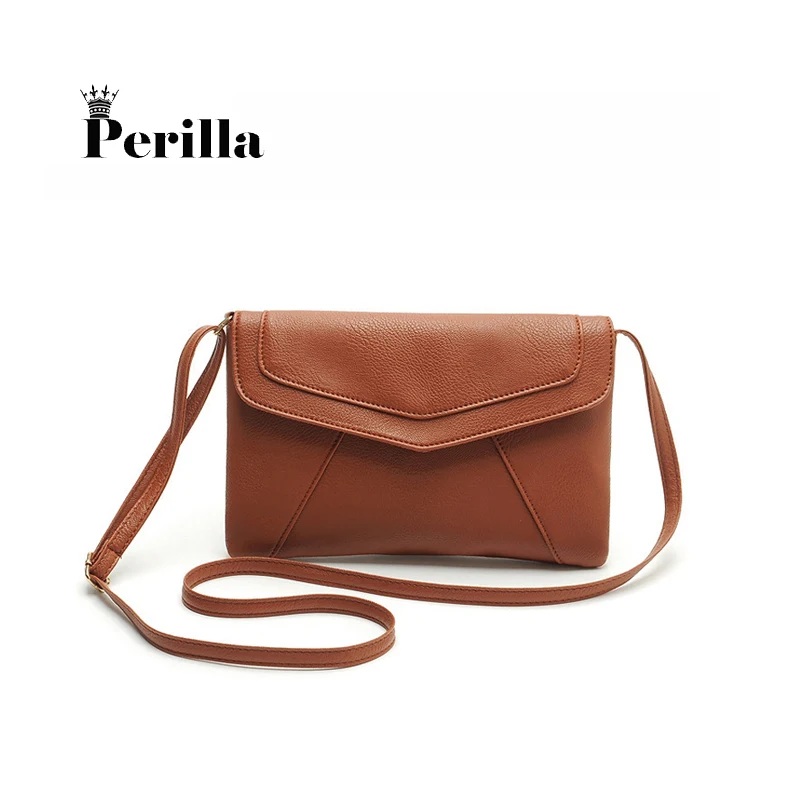 Perilla Woman Shoulder Bags Retro PU Leather Envelopes Candy Color