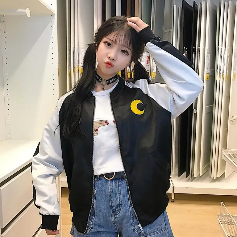 Японский Элегантный стиль Сейлор Мун Вышивка женское пальто Harajuku BF корейский