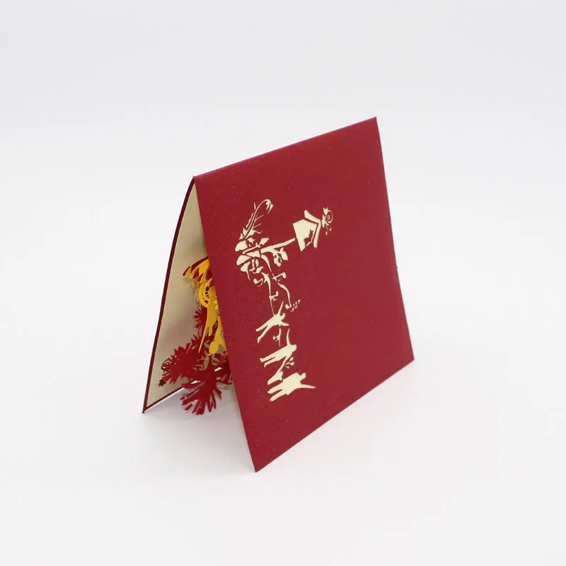 2 Colors 3D Laser Cut Handmade Happy Family Paper Invitation Greeting Card with Envelope Festival P - 32804116959