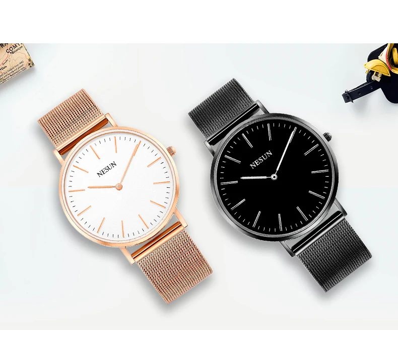 Швейцария Nesun часы Для мужчин и Для женщин Элитный бренд Японский MIYOTA кварцевый двигаться Для мужчин t любовника часы сапфир