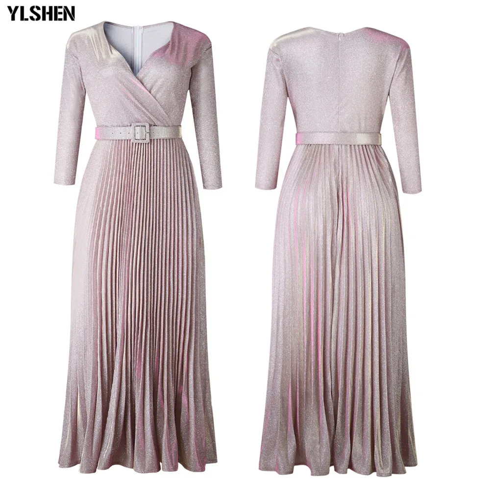 African Dresses for Women Dashiki African Clothes Pleated Skirts Bazin Riche Sexy Chiffon Ruffle Sleeve Robe Evening Long Dress 11
