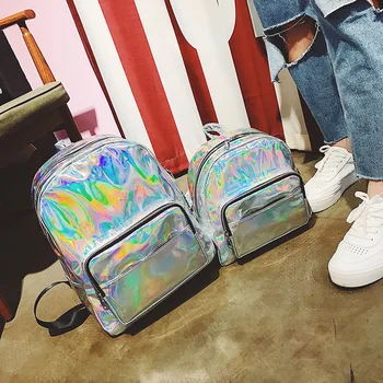 

Women Laser Backpack Bright Female Shoulder Bag 2019 Summer Fashion Small Backpack Ladies School Bag Mini Backpacks LSH620