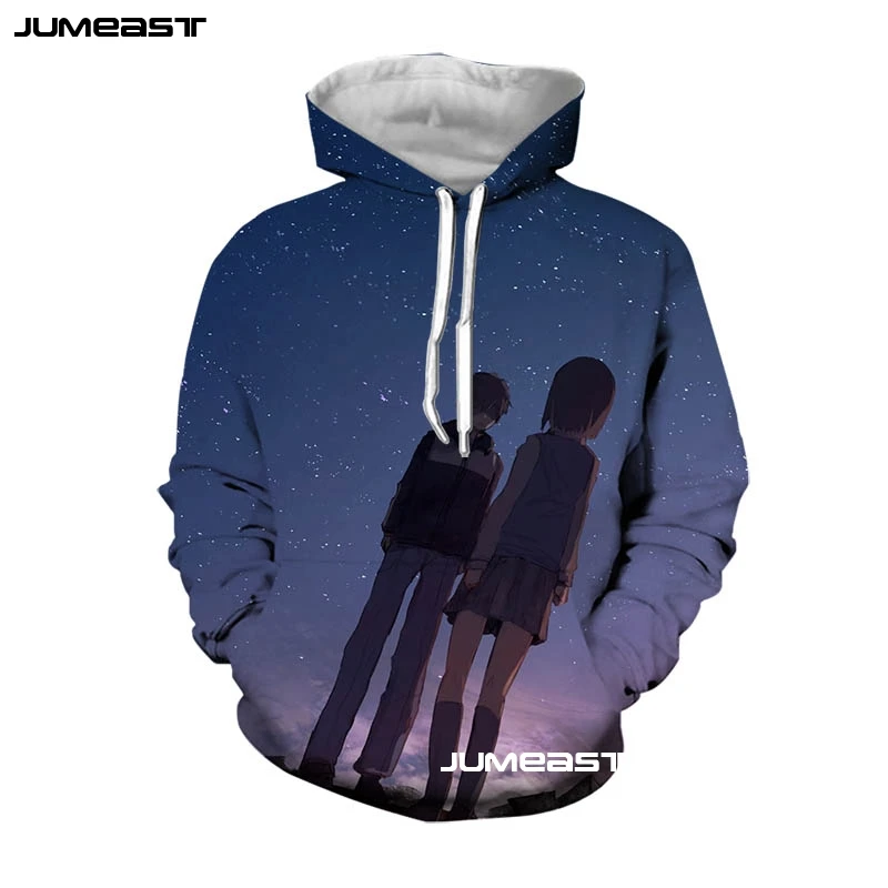 Jumeast Fashion Loved Couples 3D Print Men/Women Hoodie Cartoon Movie Your Name T Hooded Sweatshirt Long Sleeves Sport Pullover