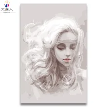 Девушка наслаждаясь белые волосы расплава цифровая картина маслом цифры с краской цвета для девочек практика краска для современного hoom декора