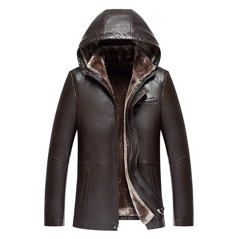 Leather Jacket Men Clothes Winter Sheepskin Coats Motorcycle Biker Coat Faux Leather Jackets Chaqueta Cuero Hombre T1070