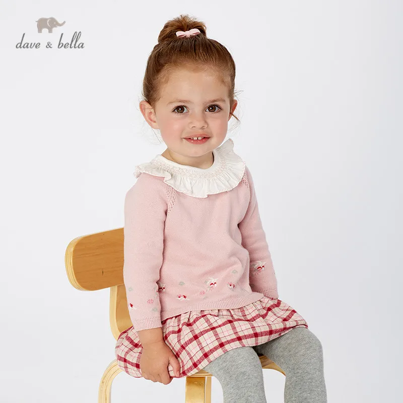 DB11455 dave bella/осеннее милое клетчатое платье принцессы с цветочным рисунком для маленьких девочек детское модное праздничное платье детская одежда в стиле «лолита»