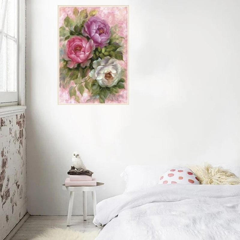 Diamante Bordado Flor Punto De Cruz Decoracion De La Pared