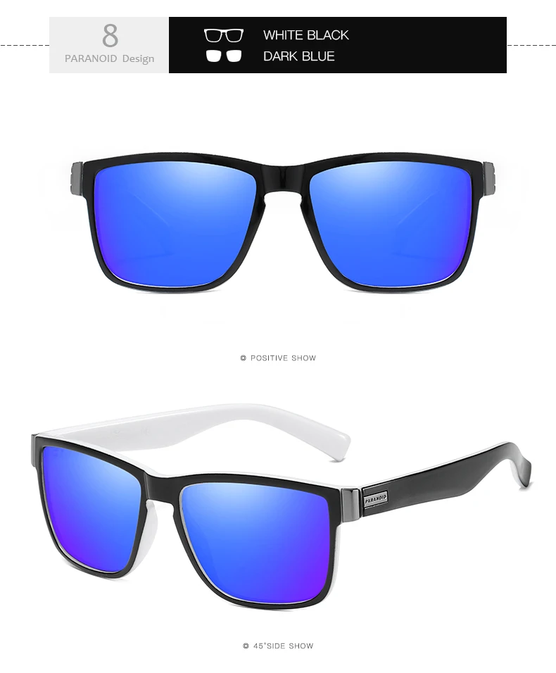 Параноидальные солнцезащитные очки мужские поляризованные солнцезащитные очки для мужчин женские поляризованные квадратные черные солнцезащитные очки мужские очки Oculos - Цвет линз: NO.8