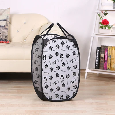 Foldable Pop Up Laundry Basket Washing Clothes Bag Hamper Nylon Mesh Storage Basket - Цвет: 2 mesh white