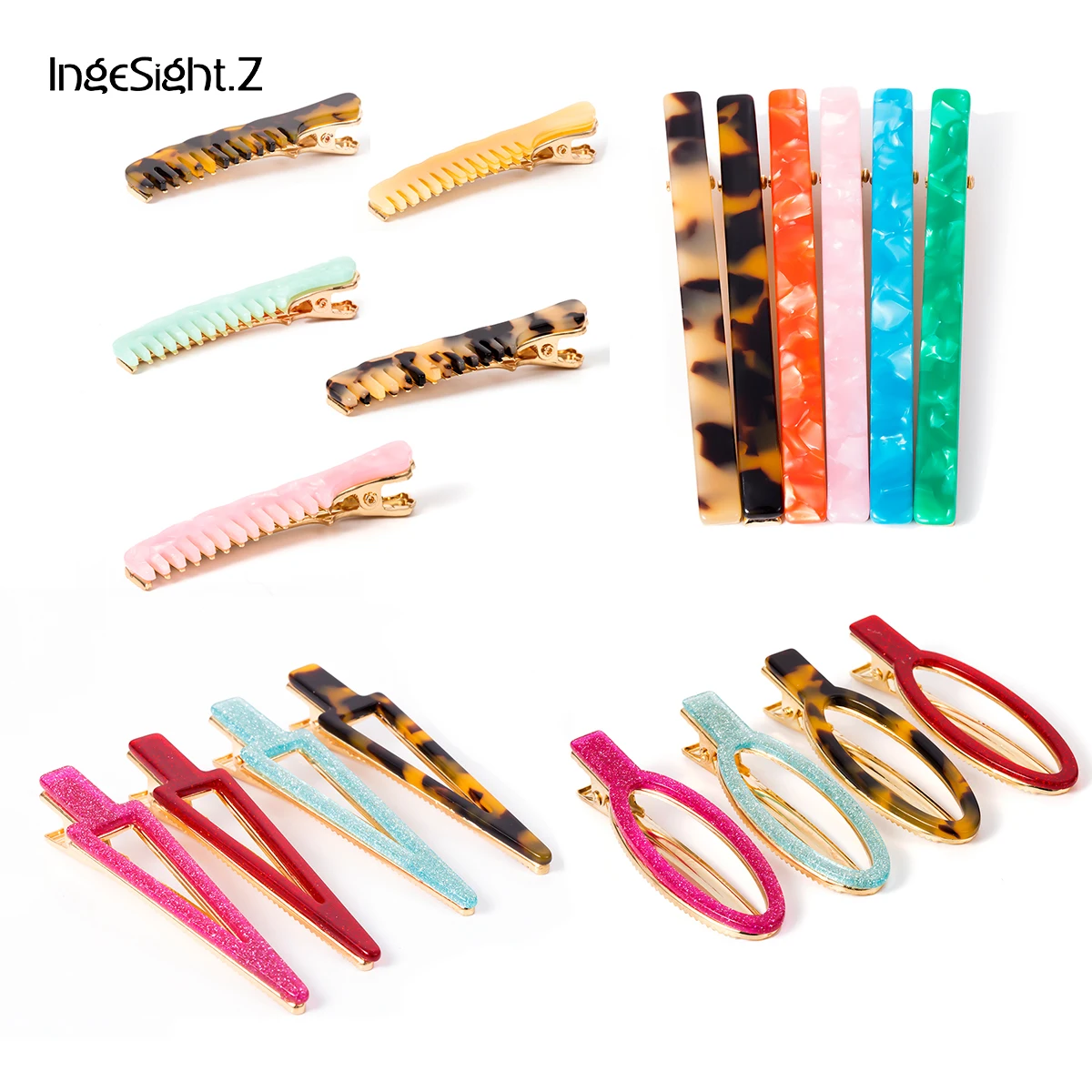 

IngeSight.Z 2019 Korean Resin Leopard Print Hair Pins Elegant Acetic Acid Comb Barrettes Hair Clip Women Girls Hair Accessories