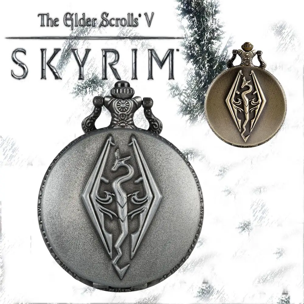 Винтажные карманные часы The Elder Scrolls для мужчин крутая Волшебная трость узорные часы для женщин Элегантная подвеска цепь часы подарок