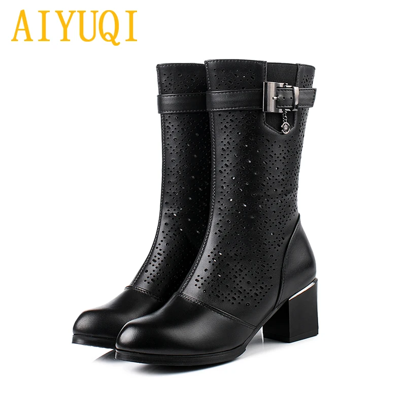 Taille Black 42 Chaussures claret Talons Véritable 41 Cuir Femmes D'été MailleÀ Printemps Grande 2019 Mode Bottes Nouveau Aiyuqi Femelle En Hauts 43 De lJ1TFKc3