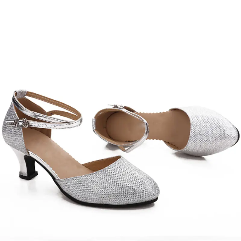 Comfort Closed Toe Latin/Tango/Salsa Dance Shoes For Ladies 4Colors Gold/Purple Soft Sole Adult Women Waltz Ballroom Dance Shoes