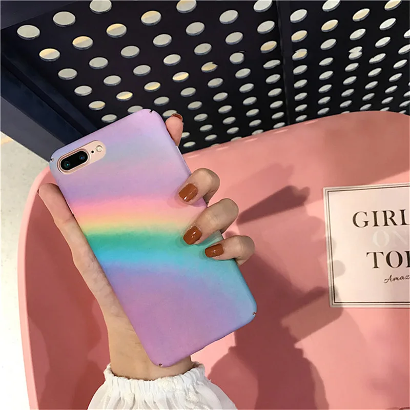 

Moskado Rainbow Hard Back Case Cover For iphone 6 6S 7 8 Plus XS Max XR X Fashion Chic Colorful Design New Phone Cases Shells