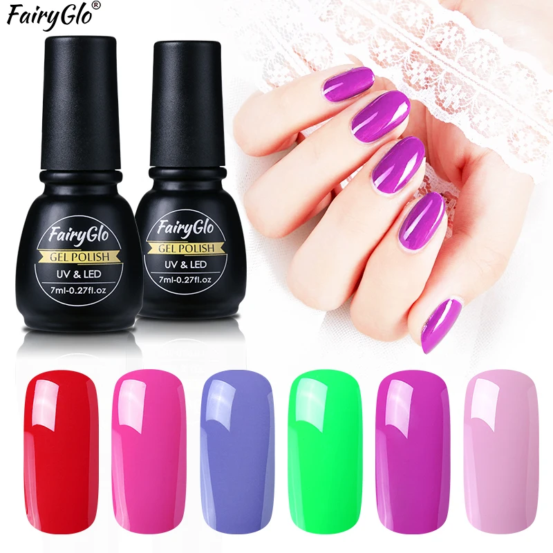 

FairyGlo 7ML UV LED Lamp Gel Polish Hybrid Varnish Paint GelLak Gel Nail Polish Soak Off Stamping Semi Permanent Lucky Lacquer