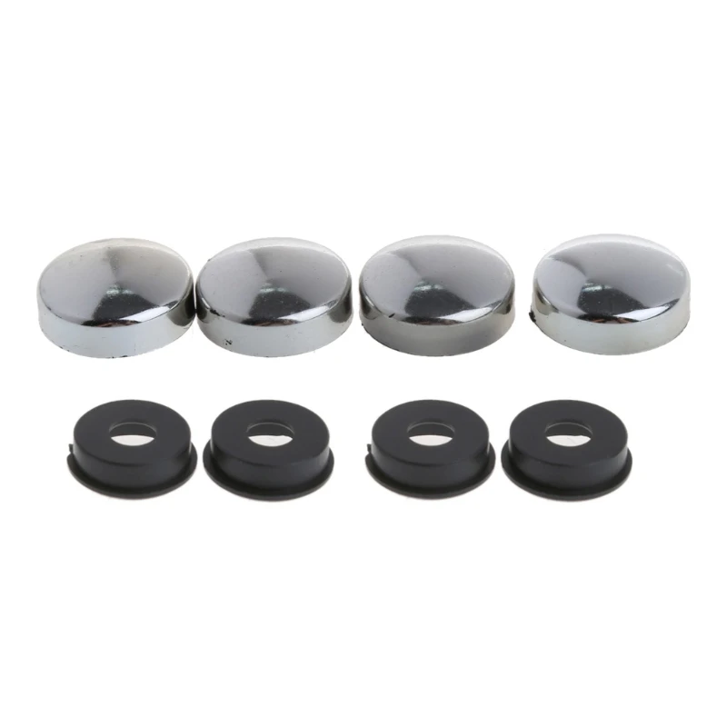 8 Pcs ABS Chrome License Plate Frame Screw Nut Caps+Bolt Cover Set For Car Truck