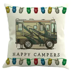 Горячее предложение Модные Happy campers Бросьте наволочку Home Высокое качество #1