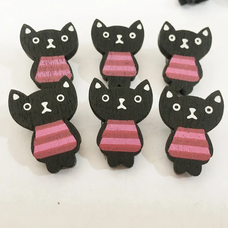 

Lovely Cat Style Wooden Buttons 50pcs/lot Cartoon Cat Wood Buttons For Arts Crafts Decorations Collections & Sewings DIY Tools
