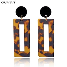 

2018 Fashion Trend Jewelry Simple Design Geometric Earrings Square Rectangle Tortoise Shell Resin Acrylic Earrings for Women