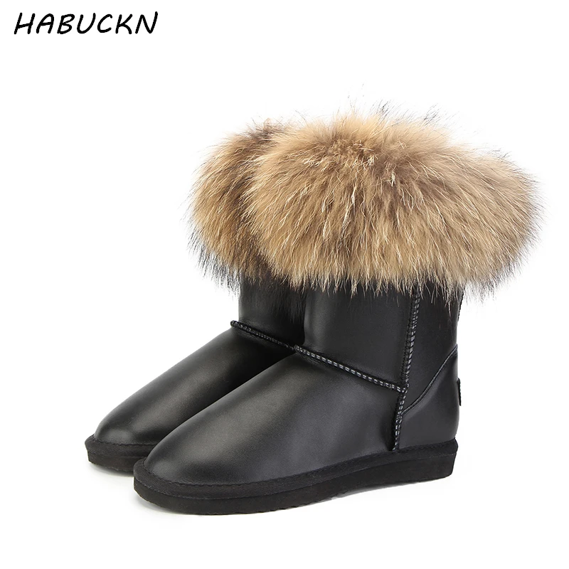 HABUCKN Women 100% natural real fox fur snow boots fashion boots women ...