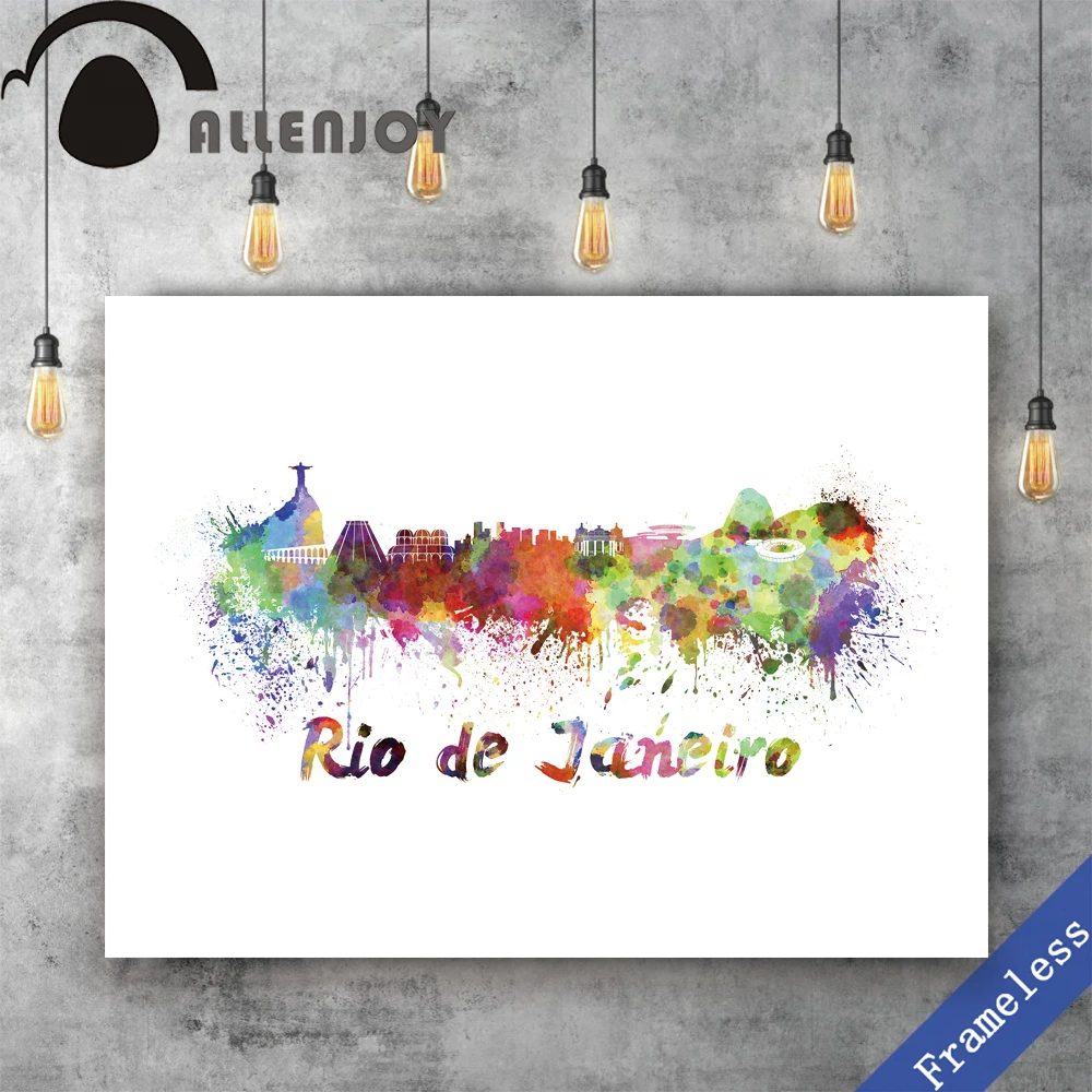 

Unframed Canvas print Hand Painted watercolor colorful Rio de Janeiro poster picture wall art Oil painting decoration home decor