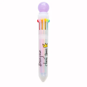 

18 pcs/Lot Multi colors marker 0.5mm ballpoint pen 10 color pens highlighter Stationery Office accessories school supplies DB976