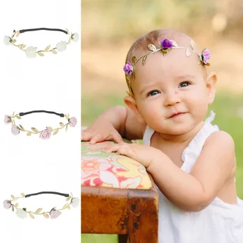 

Newborn Headband Tieback Flower Crown Kids Bohemian Crown Headband Children Girls Crown Tiara Headband Hair Accessories 5pcs