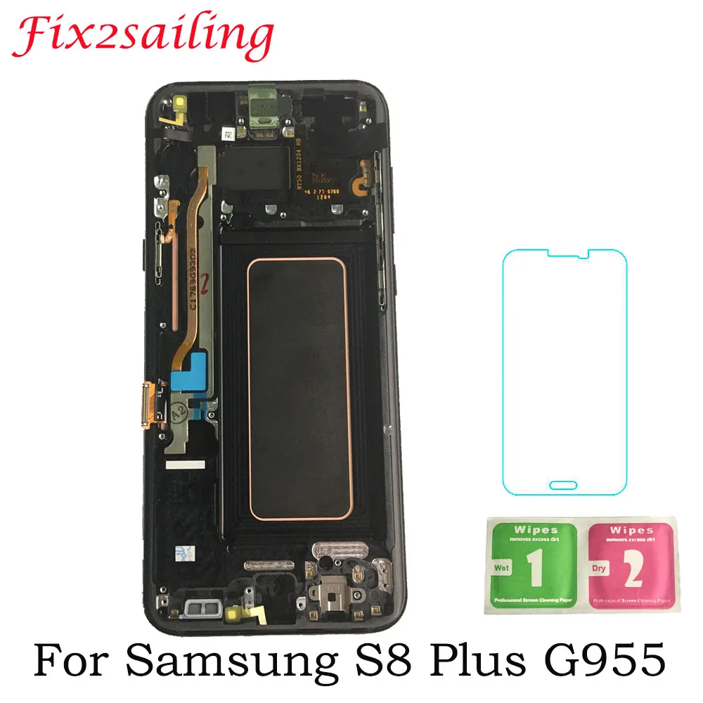 

S8 Plus LCD with Frame For SAMSUNG Galaxy S8 Plus G955 G955F LCD Display Touch Screen Digitizer Assembly Replacment Super AMOLED