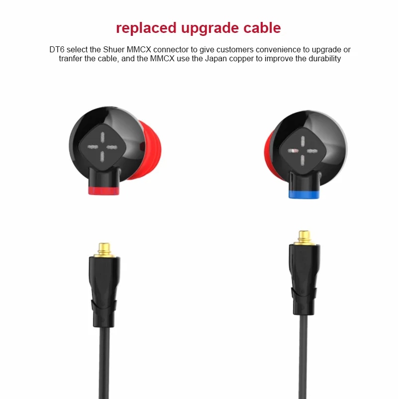 SENFER DT6 1BA+1DD Hybrid In Ear Earphone HIFI DJ Running Sports Earplug Earbuds With Mic Detachable MMCX Cable