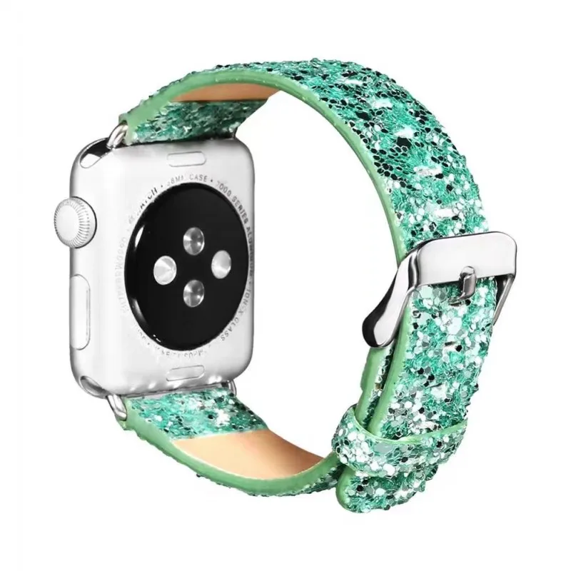 DAHASE Bling Рождественский Блестящий блестящий PU кожаный ремешок для Apple Watch Series 3 2 1 ремень для мм iWatch 38 мм 42 мм Ремешки для наручных часов