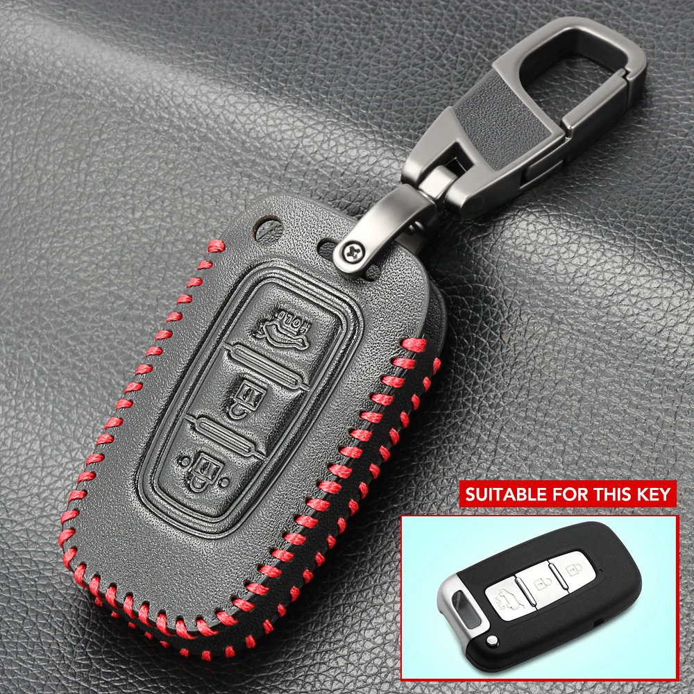 Smart 3 Button Дизайн 3 кнопки кожаный чехол для ключей для Hyundai Elantra Соната Veloster IX35 для Kia Soul SPORTAGE Автомобильный Дистанционный смарт-брелок крышка - Название цвета: Smart 3 Button