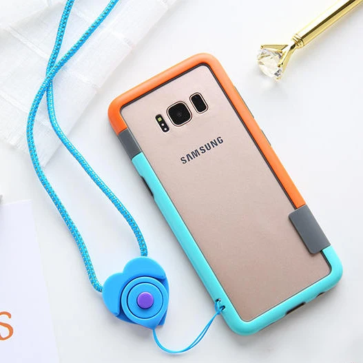 

For galaxy S8 / S8 Plus Zenus Walnutt Color Shock Bumper ,Silicone+ PC Frame Bumper For Samsung Galaxy S8 / S8 Plus with rope