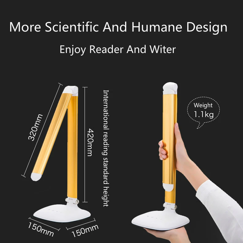  LED Dimmable Desk Reading Lamp Eye Care 3-colors Adjustable Foldable Flexible Lighting indoor Night - 32964179607