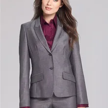 Для женщин Бизнес Костюмы заказ серые вечерние офисные Штаны Костюмы рабочая одежда комплект из 2 частей одна кнопка единые конструкции костюм