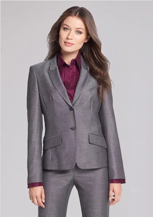 2015 Women Business Suits Custom made Gray Formal Office pants Suits ...