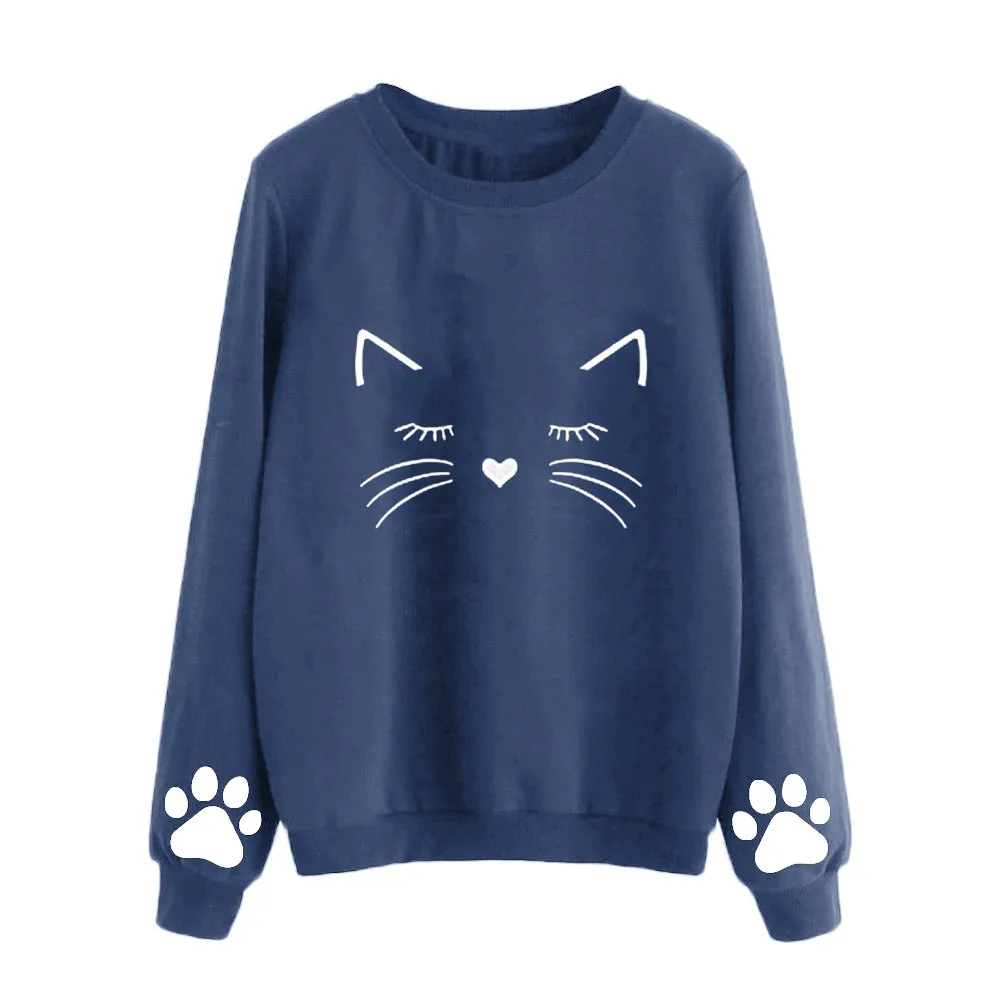 

Hoodies Sweatshirt Women Harajuku Gothic Cat Print Hoodie Kpop Clothes 2018 Autumn Women Fashion Kawaii Korean Tops Moletom