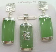 Светло-зеленый камень Фортуна Подвеска Цепочки и ожерелья Серьги набор кварцевые изысканные свадебные широкий часы Крылья женские королева