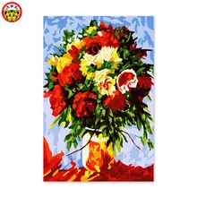 Букет цветов пиона розы подсолнечника Festivalpainting по номерам раскраска его картины подарок создали свою собственную руку