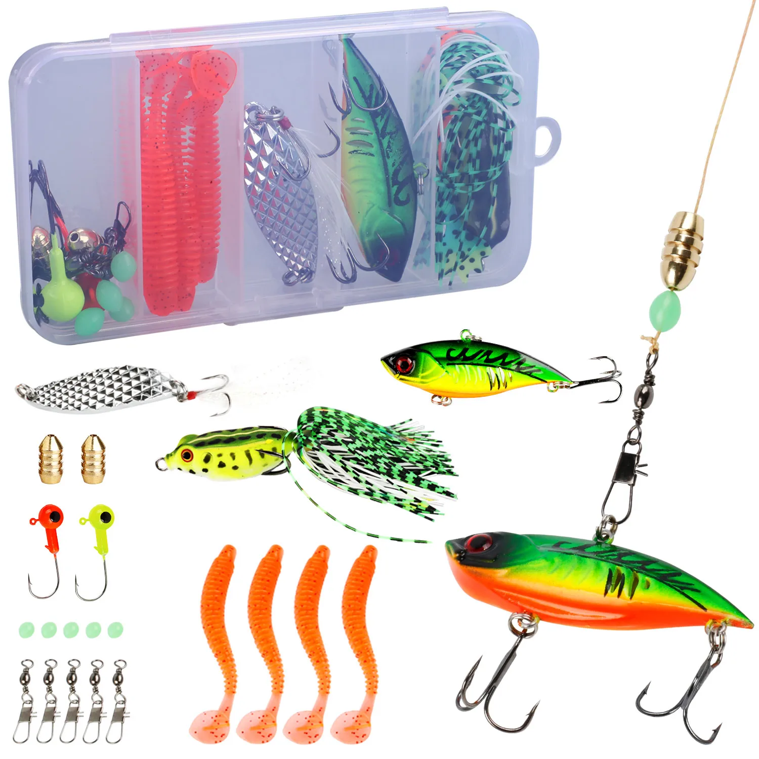 Sougayilang Baitcsting Rod Full Kit 4 Section M Power Carbon Fiber Casting Reel Set 100M Fishing Line Lures Hooks Combo Pesca