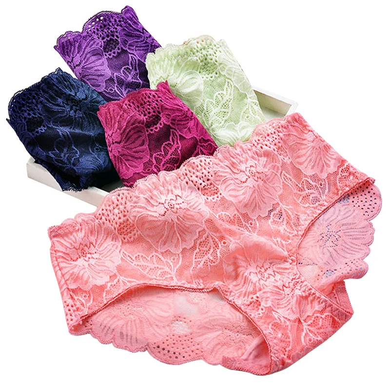 Women's high quality sexy lace Panties Mid-Rise waist briefs women Lingerie hollow underpant women's briefs and underwear