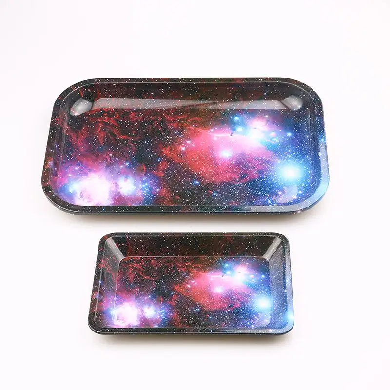 

Cool Starry Sky Tobacco Rolling Trays Storage Plate Discs For Smoke Bob Marley Weed Herb Grinder Cigarette Container Tray