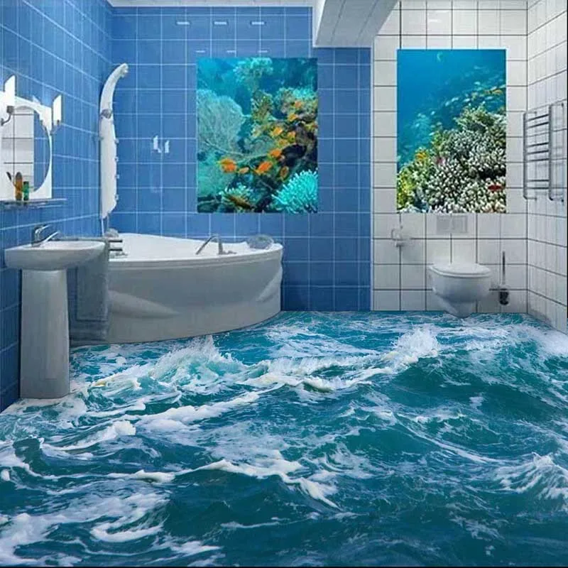Télécharger gratuitement Images Hd Pvc Plancher Papier Peint 3d Ocean Salle De Bains Salon actualisé salutations