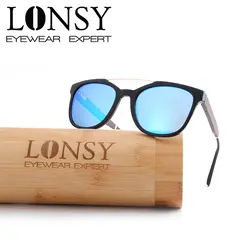 Lonsy поляризационные деревянный Солнцезащитные очки для женщин Для мужчин Bamboo Защита от солнца Очки Для женщин Брендовая Дизайнерская