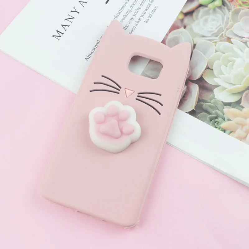 3D милый японский блестящий чехол с бородатым котом для samsung Galaxy S3 Neo S5 S6 S7 Edge S8 S9 Plus S10e S10 Lite милый мягкий чехол - Цвет: HuXu Pink Foot